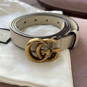 Gucci 85cm like new thin off white belt! Bag included